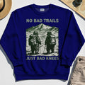 No Bad Trails Just Bad Knees Sweatshirt, Vintage Bear Backpacking Sweatshirt For Campers and Outdoor Enthusiasts 1