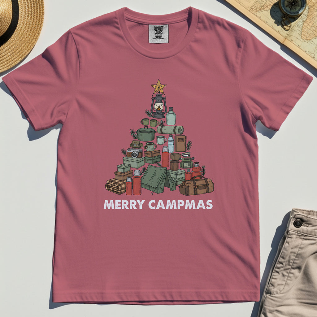 Camping Christmas Tree Comfort Color Tees, Merry Campmas Gift Tees For Campers & Nature Lovers 5