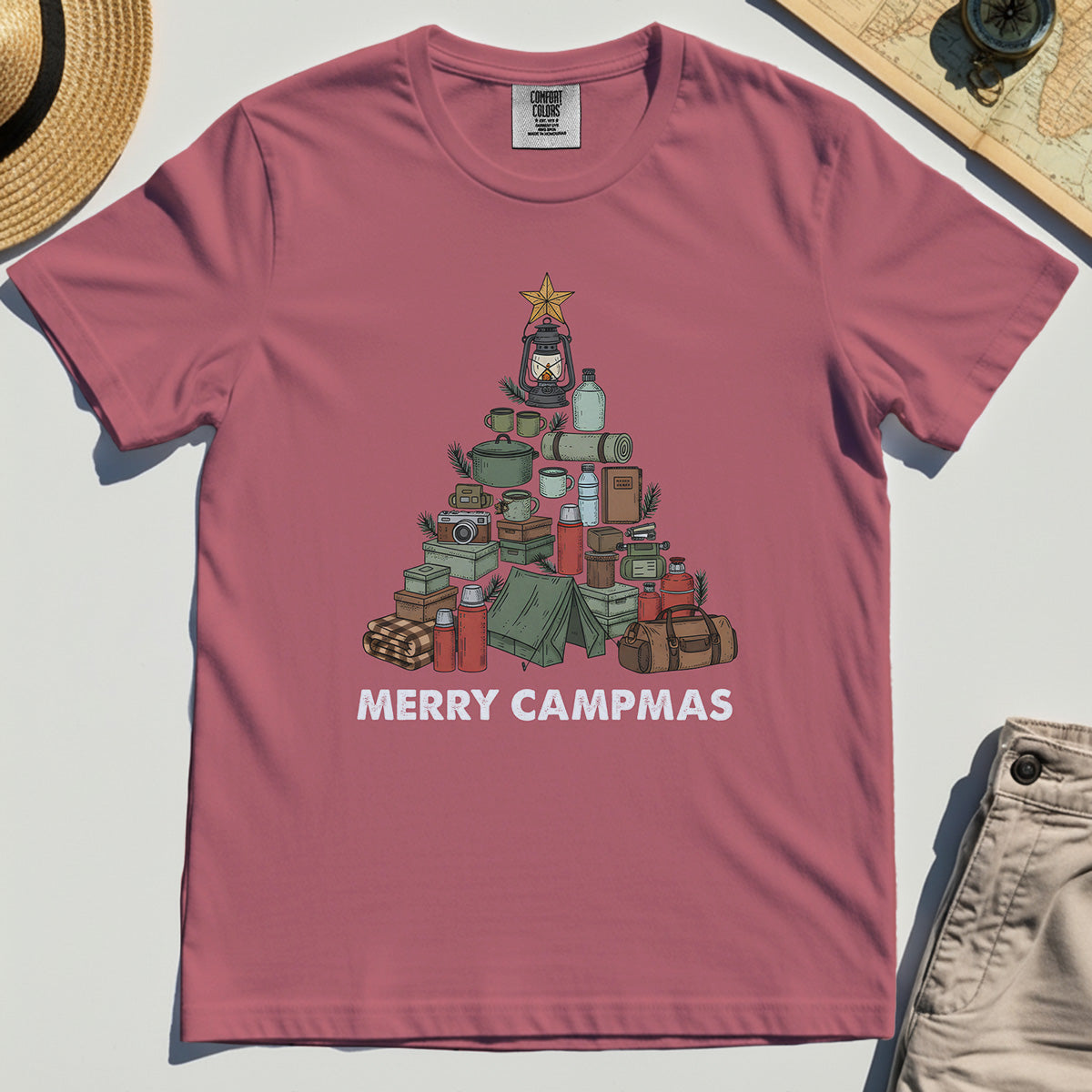 Camping Christmas Tree Comfort Color Tees, Merry Campmas Gift Tees For Campers & Nature Lovers 5