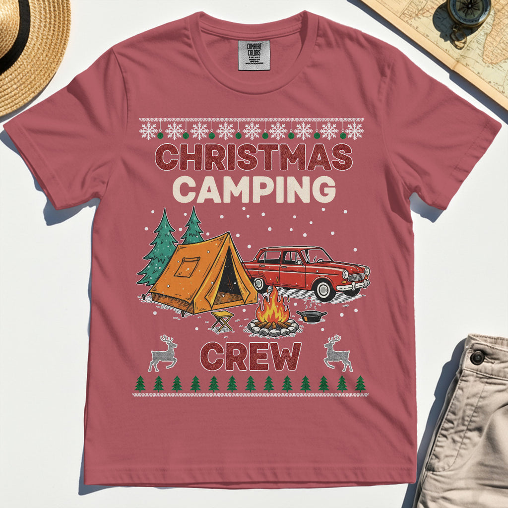 Retro Red Car Cream Christmas Camping Crew Comfort T-Shirt