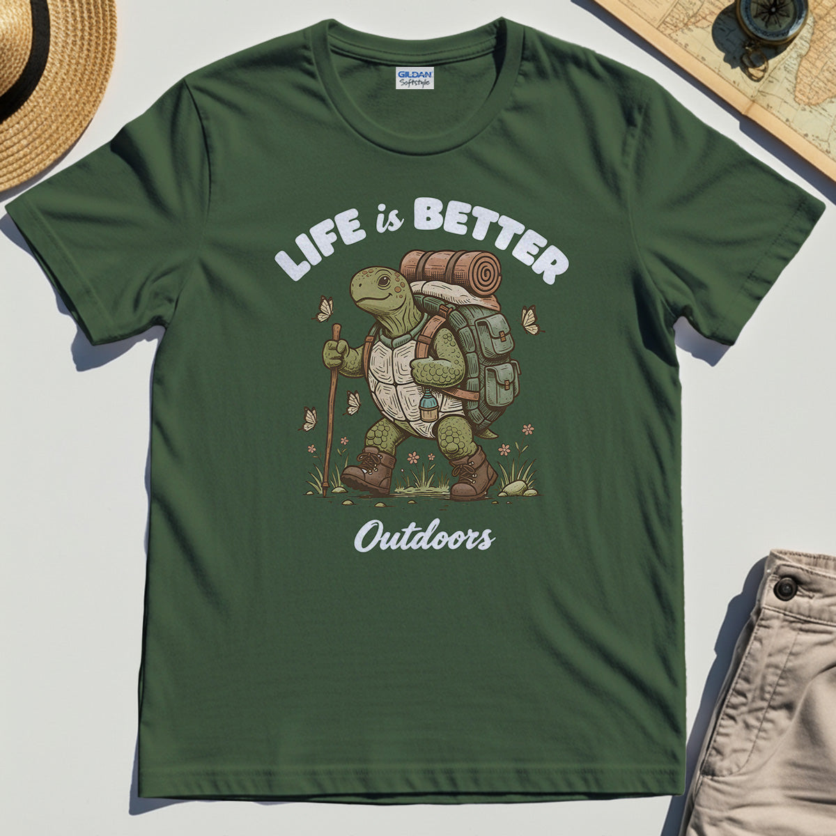 Outdoor Lovers Shirts – Life Is Better Outdoors, Funny Hiking Turtle Graphic Tee 3