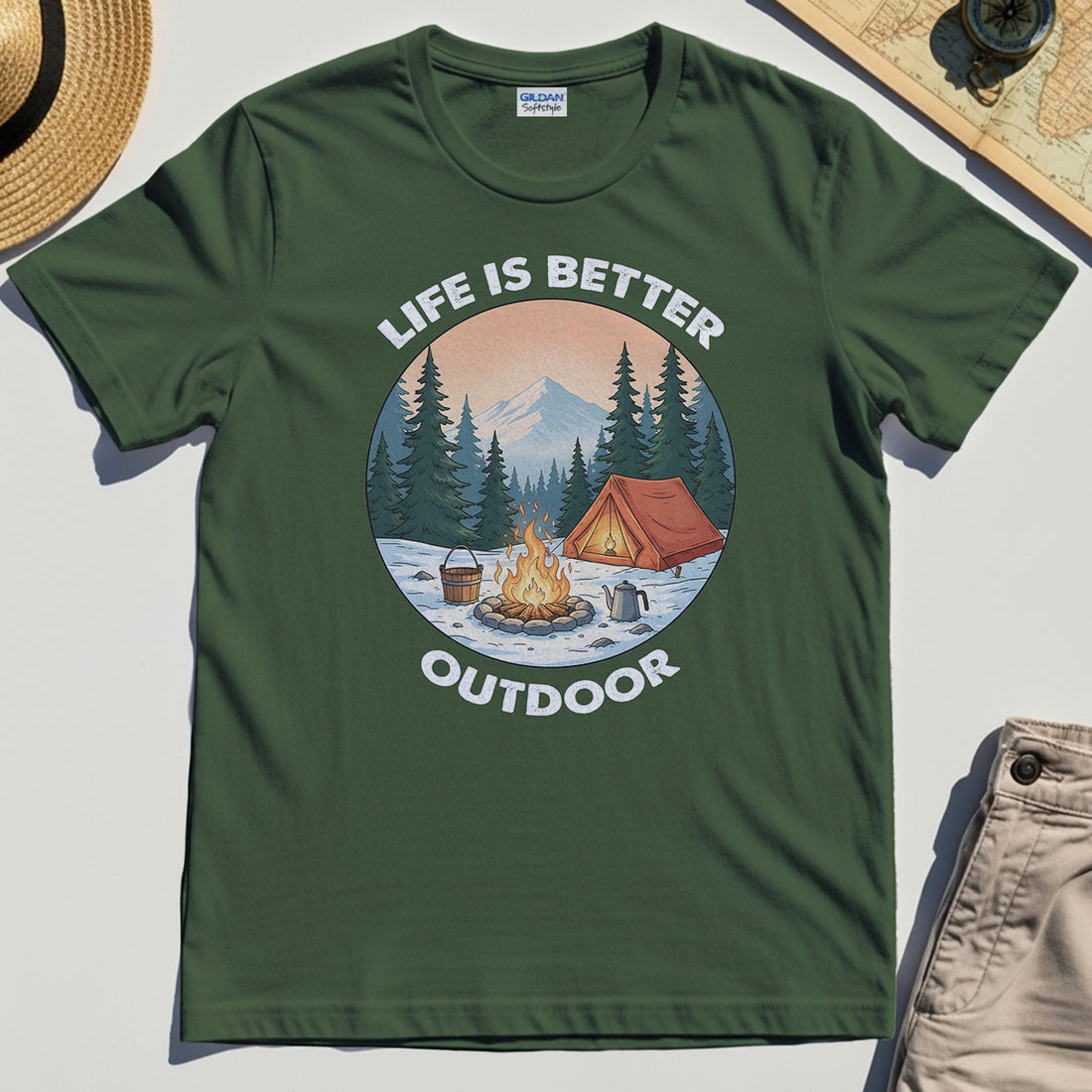 Funny Camping Life Is Better Outdoor T-Shirt, Vintage Camping Tee For Outdoor Adventure Lovers 1