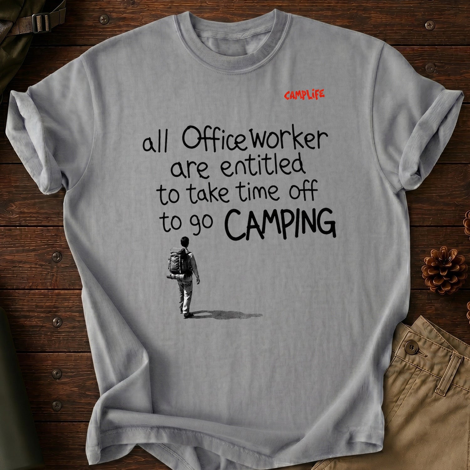 Office Worker Camping T-Shirt