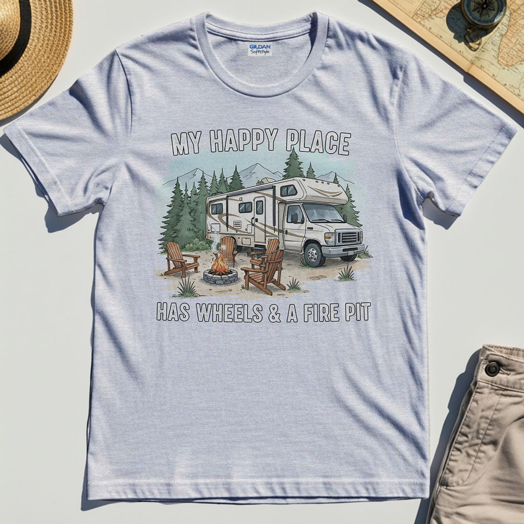 My Happy Place Has Wheels & A Fire Pit Shirt 4
