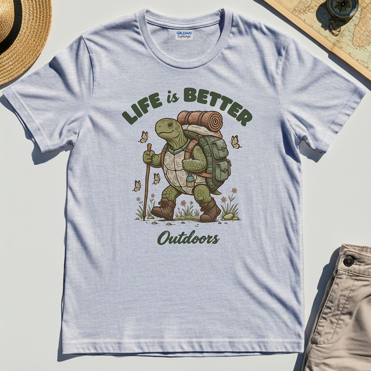 Outdoor Lovers Shirts – Life Is Better Outdoors, Funny Hiking Turtle Graphic Tee 4