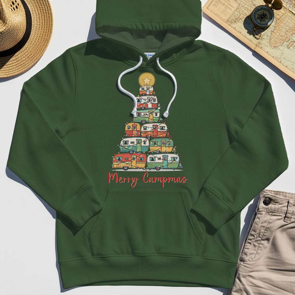 Retro Camper Van Christmas Hoodie, Funny Holiday Camping Hoodies For Men And Women 2