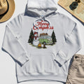 Funny Merry Christmas Camping Hoodie, Retro Camper Van Snowman Campfire Hoodies For Outdoor Lovers 6