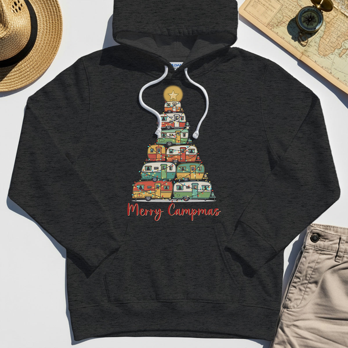 Retro Camper Van Christmas Hoodie, Funny Holiday Camping Hoodies For Men And Women 3