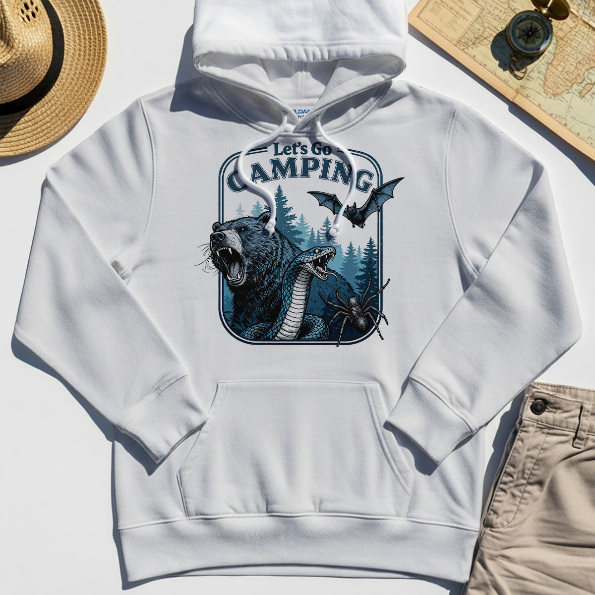 Let’s Go Camping Hoodies, Funny Outdoor Adventure Hoodie For Hikers and Campers 1