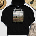 Sasquatch Respect The Locals Hoodies, Bigfoot Hiking Through Badlands National Park Hoodie 1
