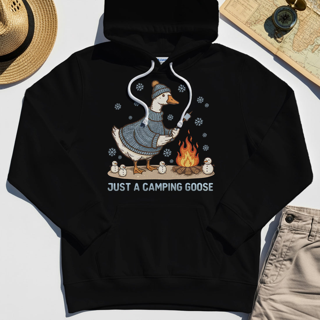 Funny Goose 'Just A Camping Goose' Outdoor Holiday Hoodie 1