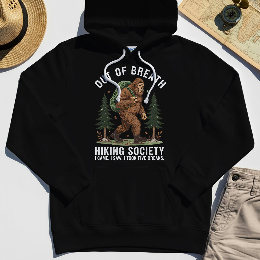 Out of Breath Hiking Society Hoodie, Funny Sasquatch Outdoor Camping Hoodie 1