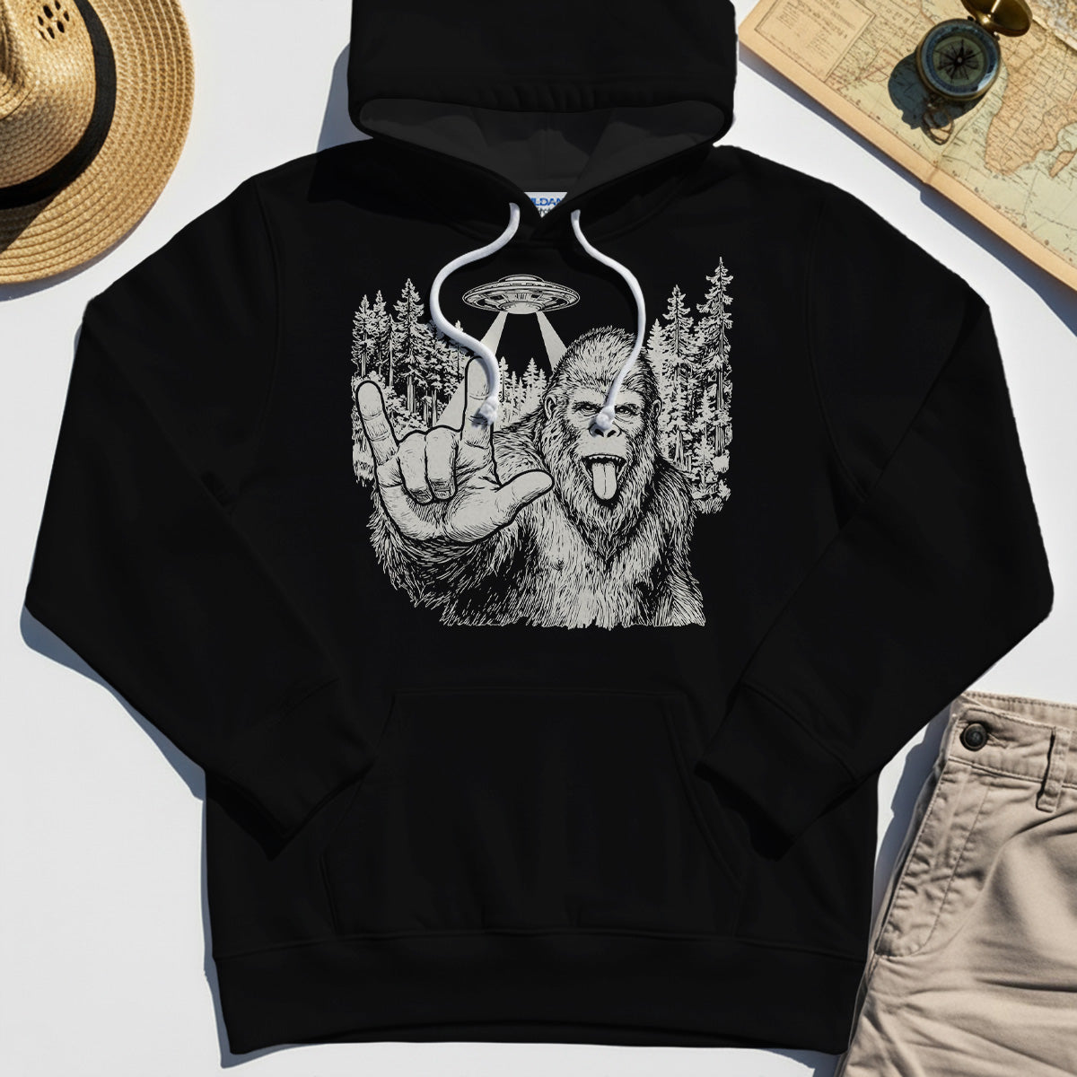 Funny Bigfoot Rock On Hoodie 2