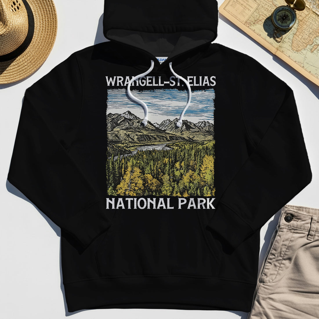 Alaska Mountain & Forest Wrangell-St. Elias National Park Hoodie 1