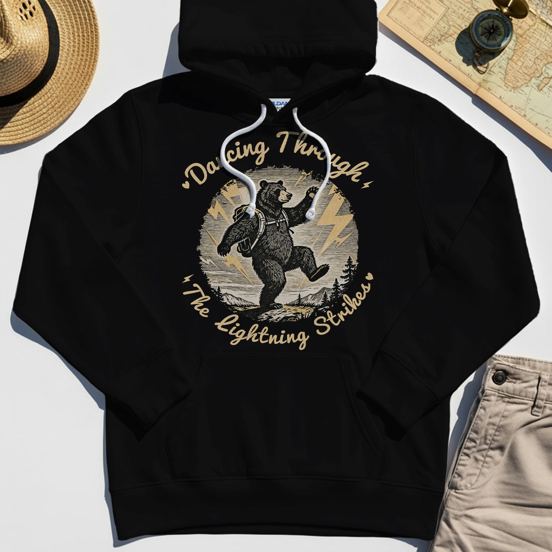 Dancing Through The Lightning Strikes Camping Bears Hoodie 1