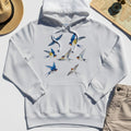 Elegant Flying Swallows Hoodie , Minimalist Wildlife Camping Graphic Hoodies Gift For Nature Campers 8