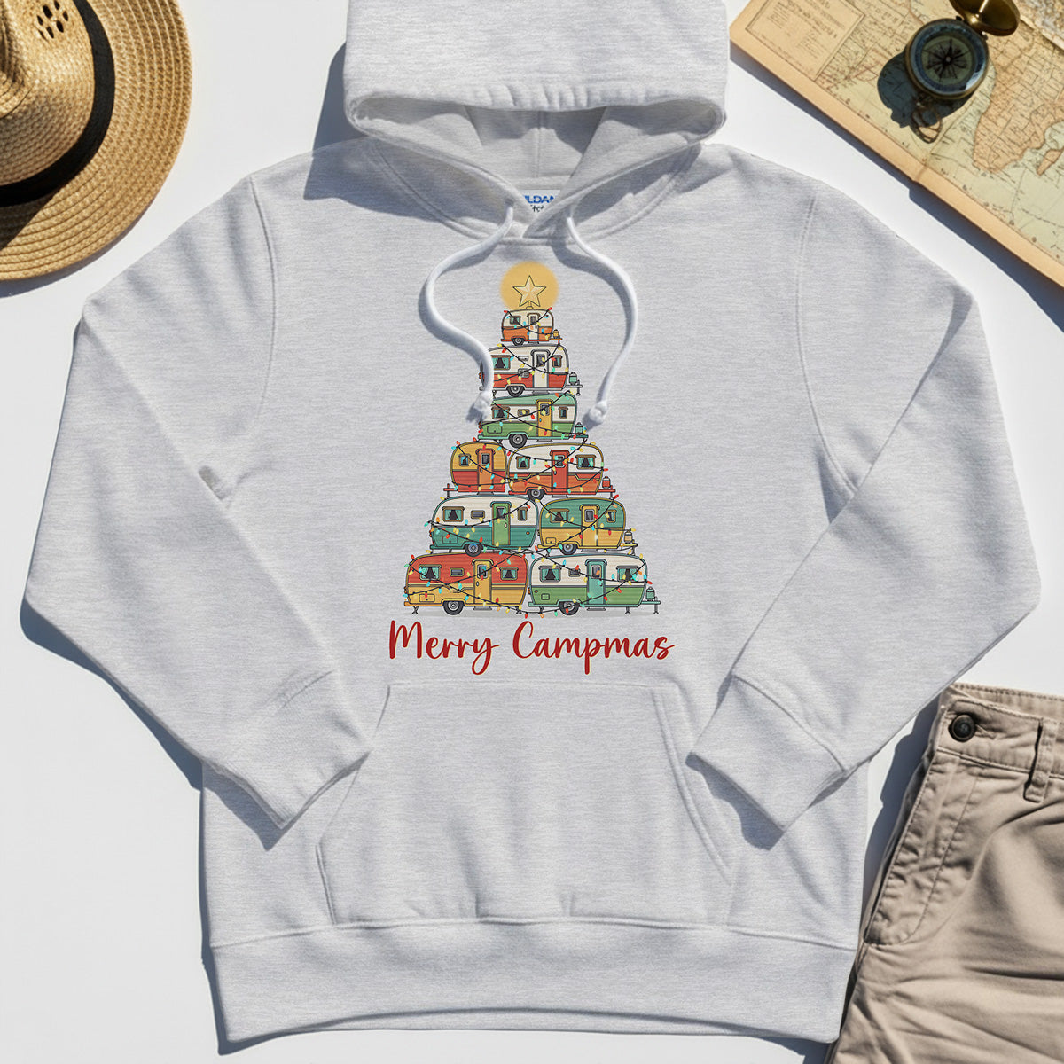 Retro Camper Van Christmas Hoodie, Funny Holiday Camping Hoodies For Men And Women 4