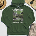 Olympic National Park Hoodie, Vintage Mountain River Scene Hoodies For Outdoor Adventure Campers 3