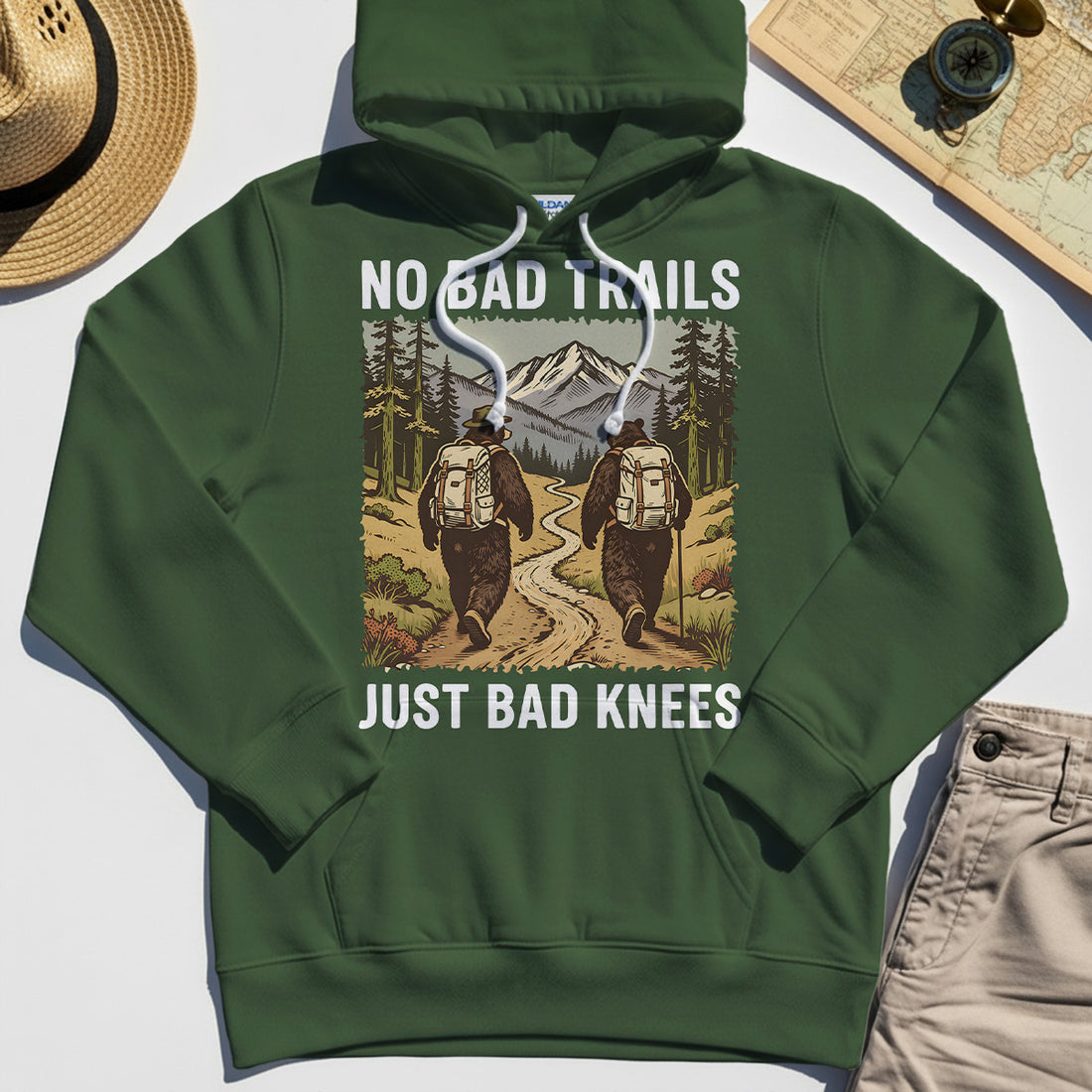 No Bad Trails Just Bad Knees Hiking Hoodie 1