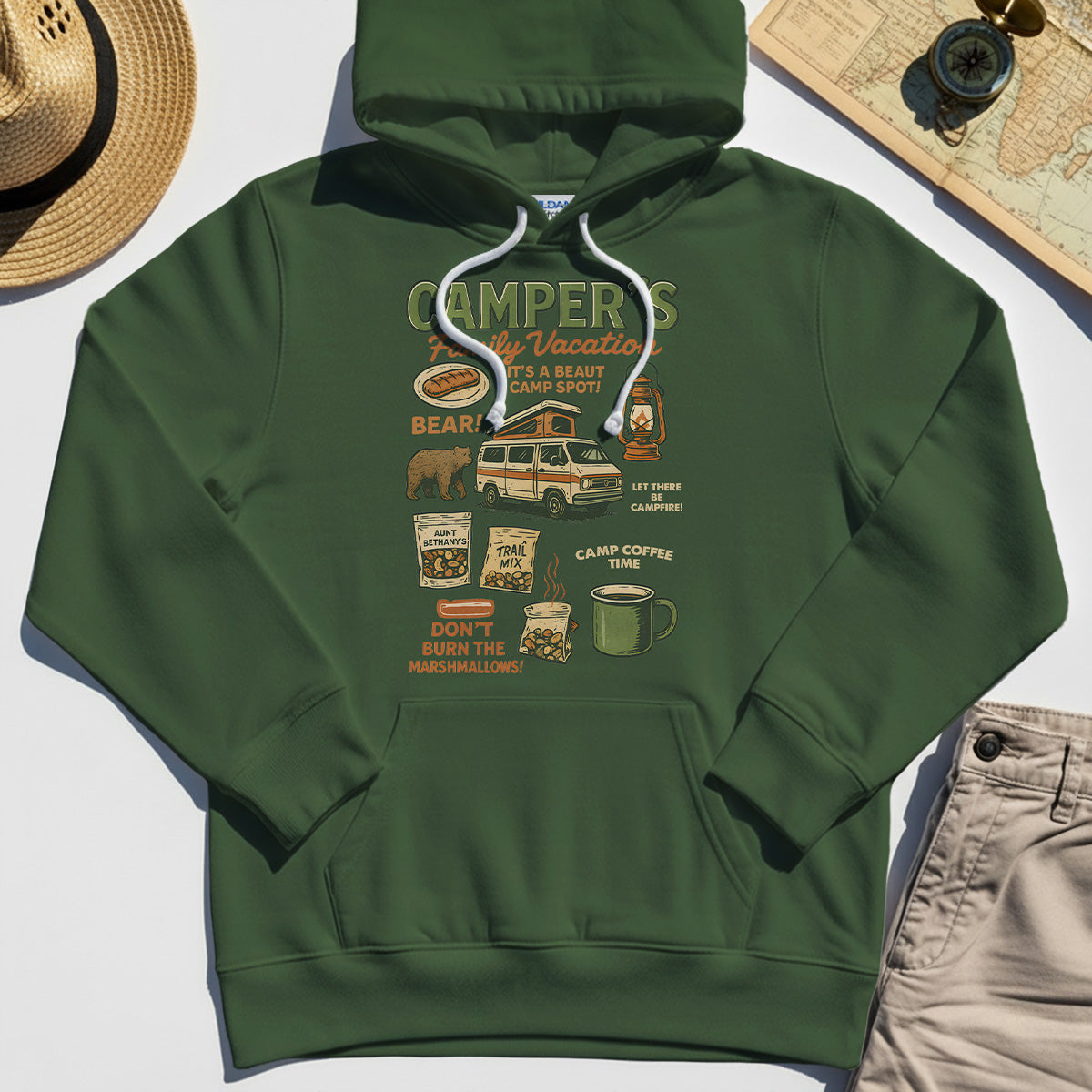 Camper’s Family Vacation Hoodie, Funny Outdoor Campfire Coffee Trail Mix Adventure Hoodies 3
