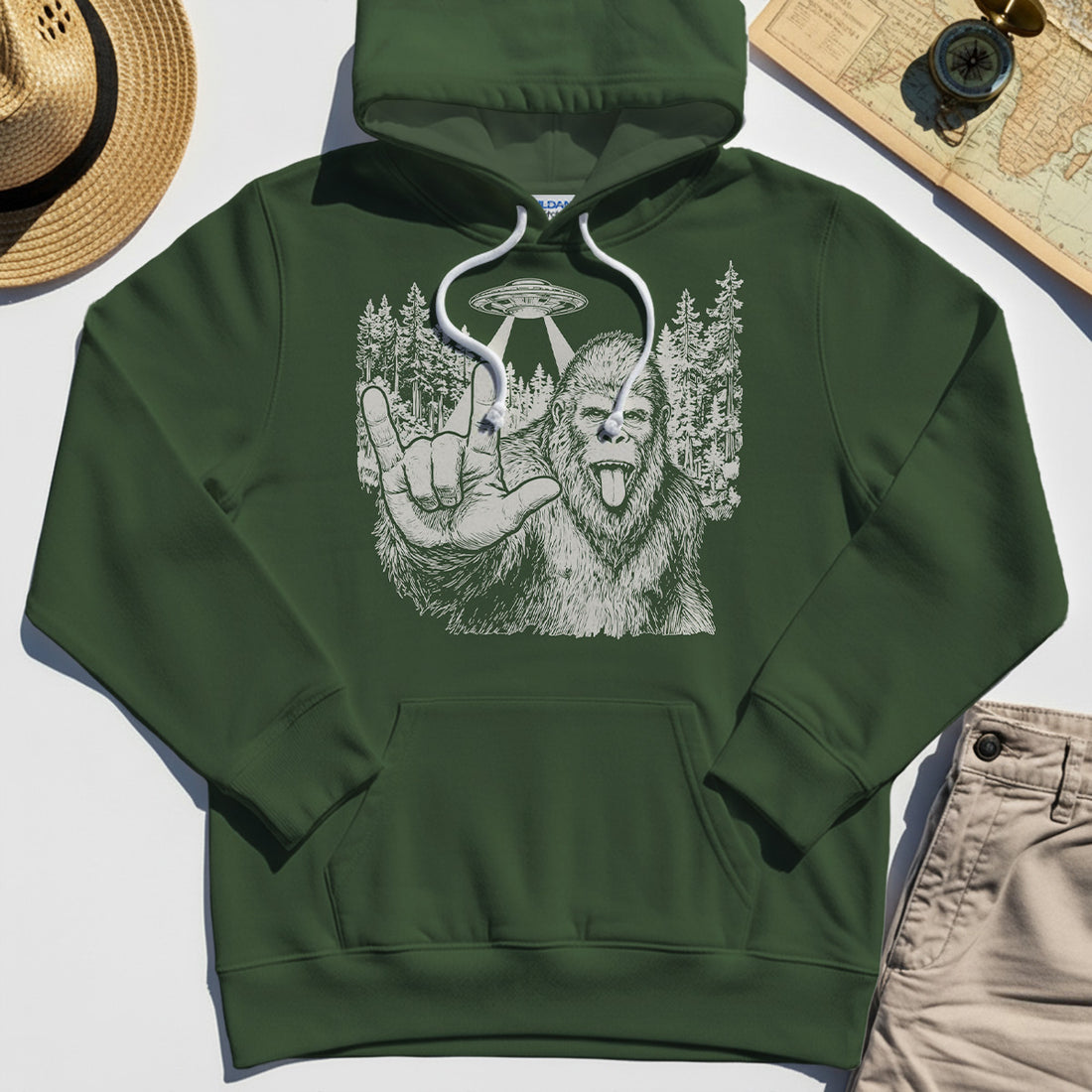 Funny Bigfoot Rock On Hoodie 1