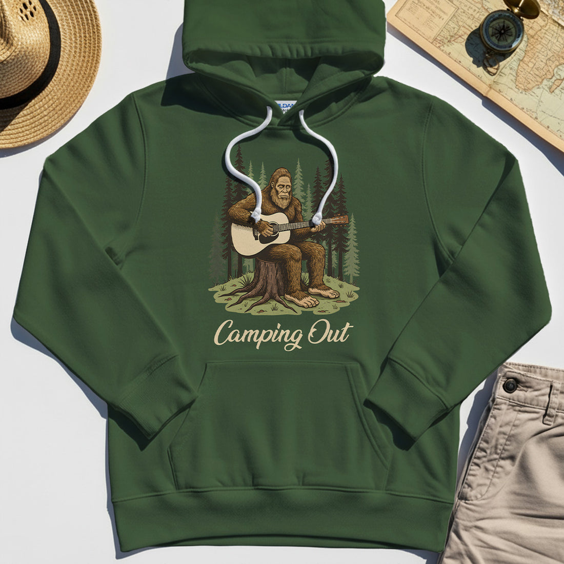 "Camping Out" Funny Bigfoot Camping Hoodies 1