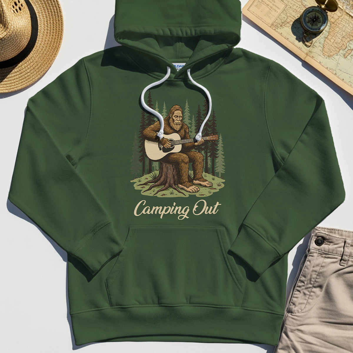 "Camping Out" Funny Bigfoot Camping Hoodies 1
