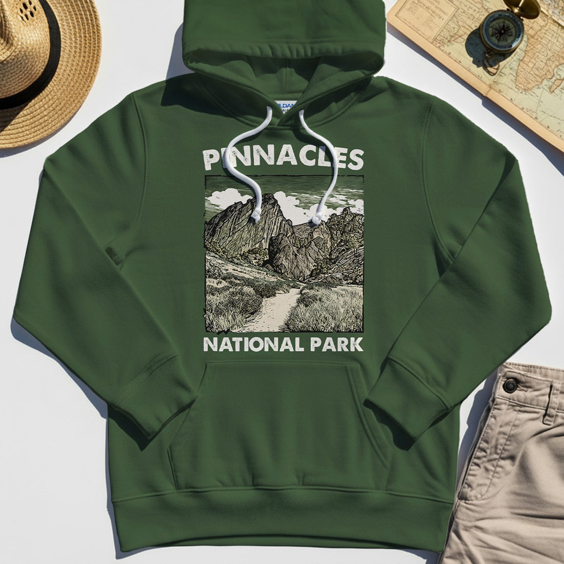 Pinnacles National Park Hoodie, Vintage Nature Camping Adventure Hoodie 1