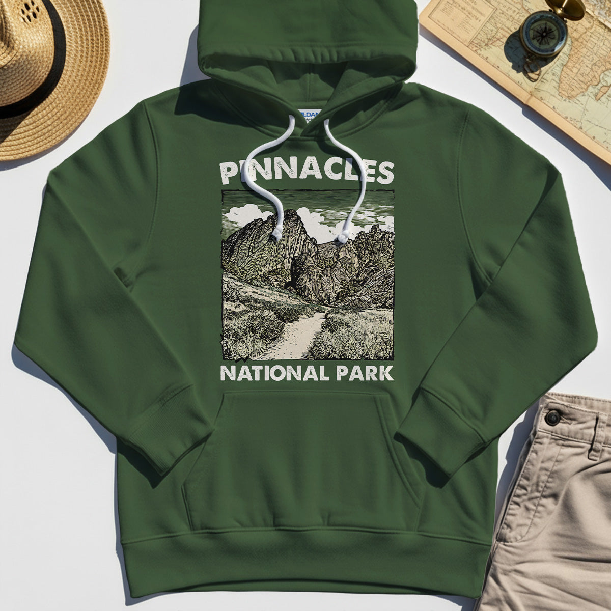 Pinnacles National Park Hoodie, Vintage Nature Camping Adventure Hoodie 2