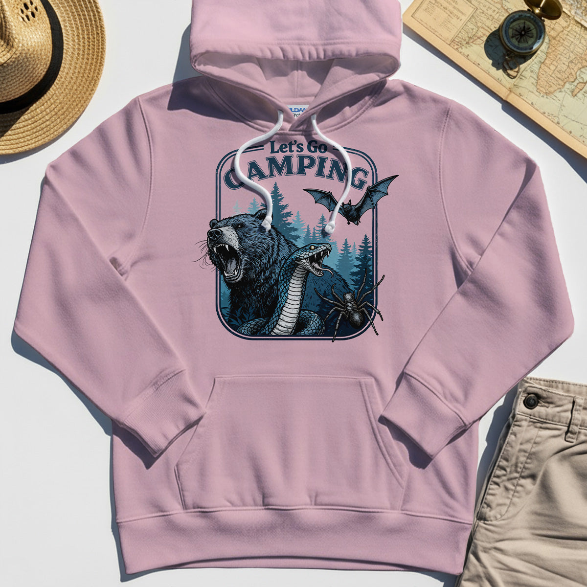 Let’s Go Camping Hoodies, Funny Outdoor Adventure Hoodie For Hikers and Campers 3