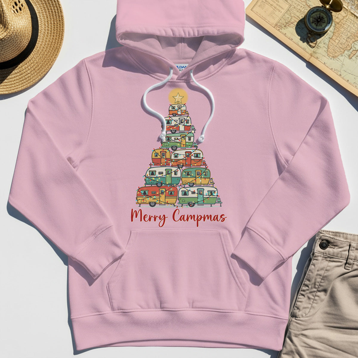 Retro Camper Van Christmas Hoodie, Funny Holiday Camping Hoodies For Men And Women 5