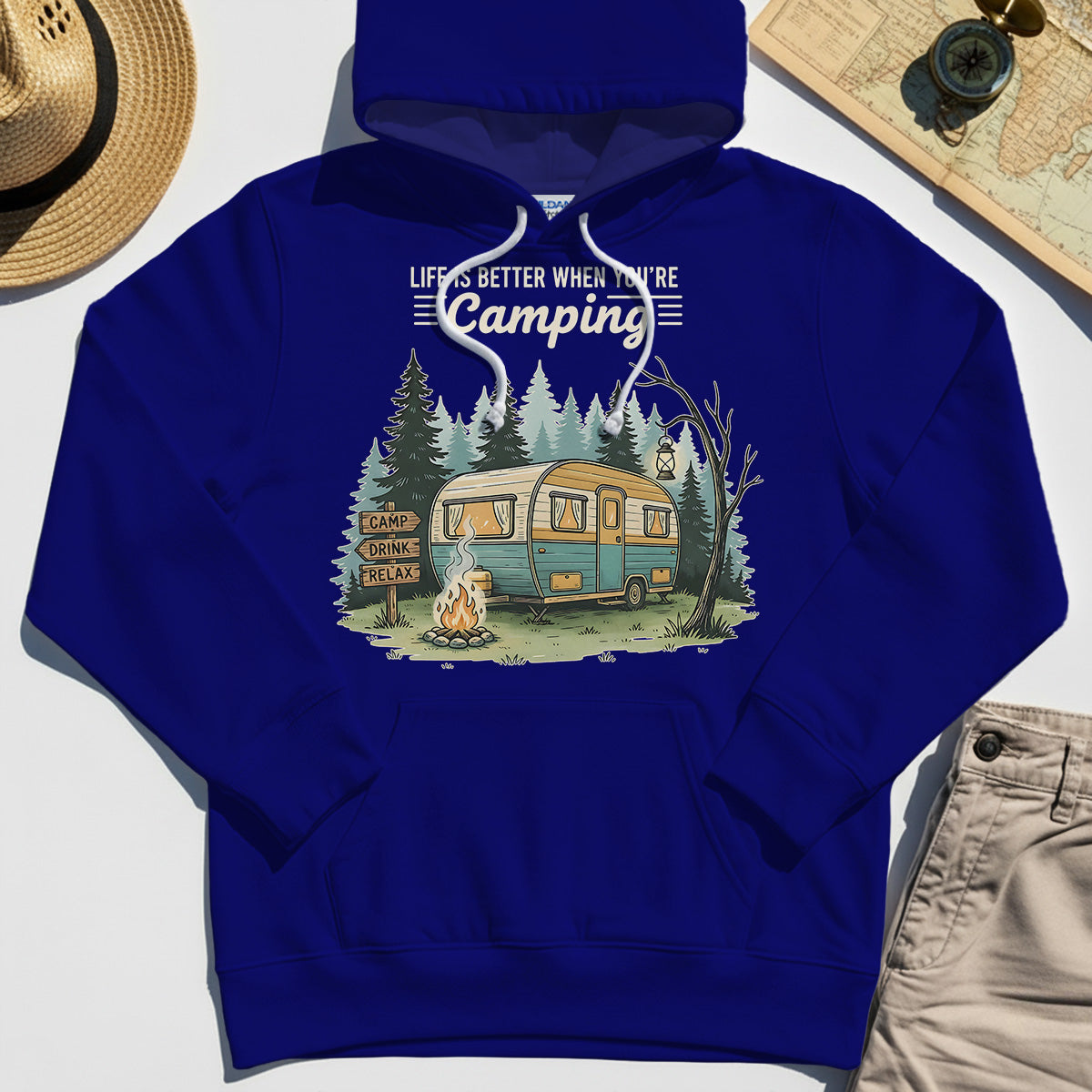 Life Is Better When You’re Camping Hoodie, Retro Camper and Campfire Hoodies For Travelers and Campers 6