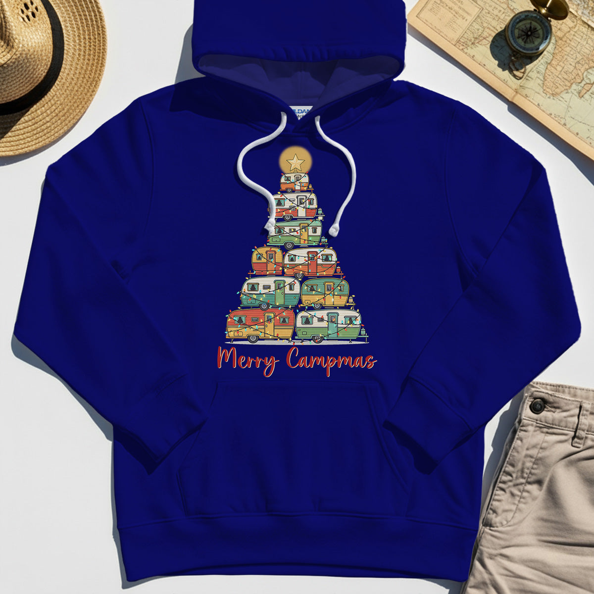 Retro Camper Van Christmas Hoodie, Funny Holiday Camping Hoodies For Men And Women 6