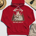 Just Roll With It Hoodies, Retro Camper Van Adventure Hoodie For Camping Lovers 7