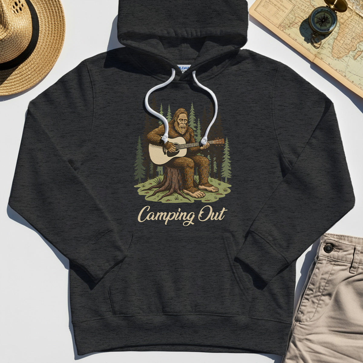"Camping Out" Funny Bigfoot Camping Hoodies 3