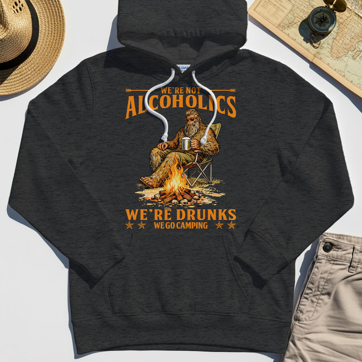 We’re Not Alcoholics We’re Drunks We Go Camping Hoodie, Funny Camping Beer Hoodies 3