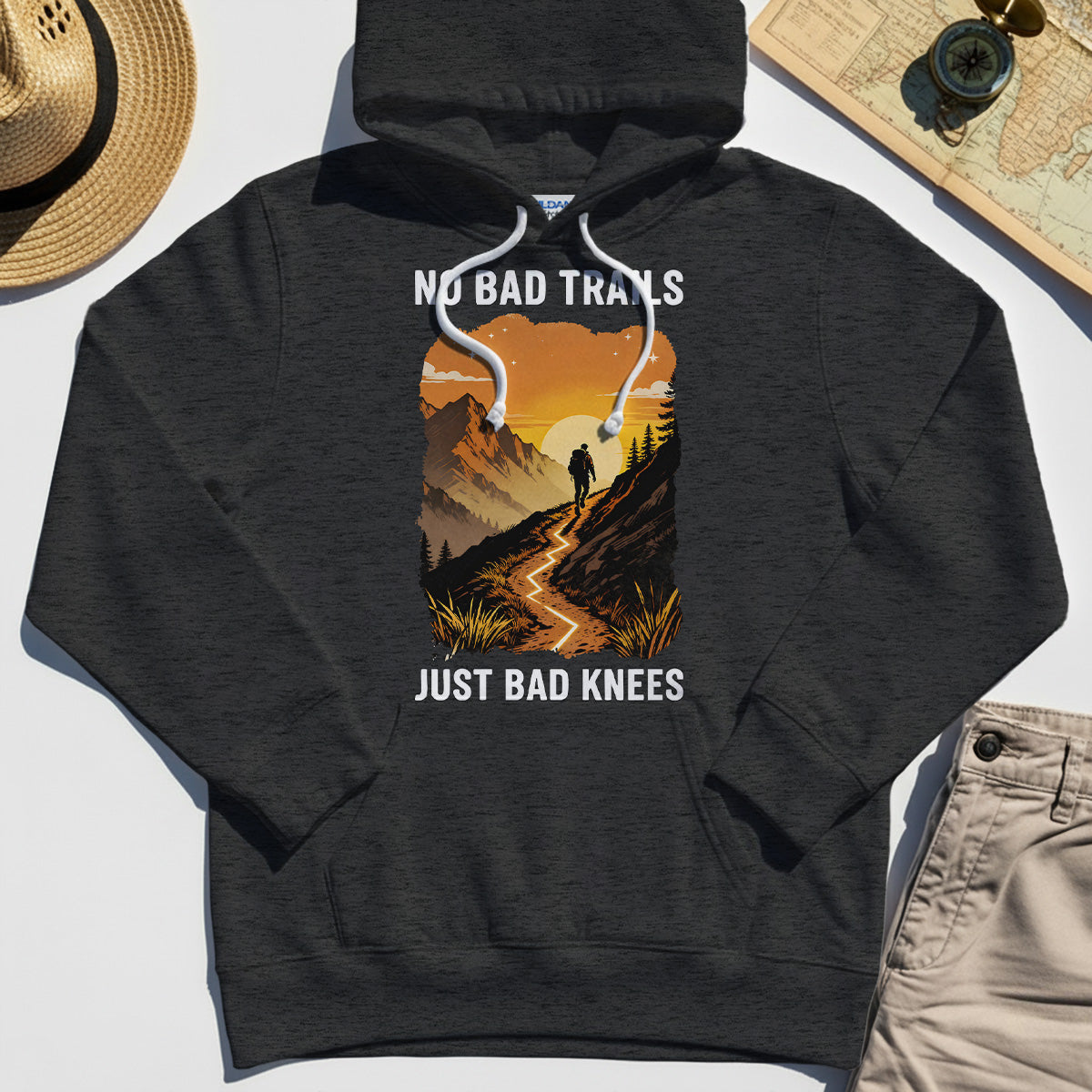 No Bad Trails Just Bad Knees Hoodie, Funny Trail And Camping Hoodies For Outdoor Lovers 4