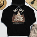 Just Roll With It Hoodies, Retro Camper Van Adventure Hoodie For Camping Lovers 2