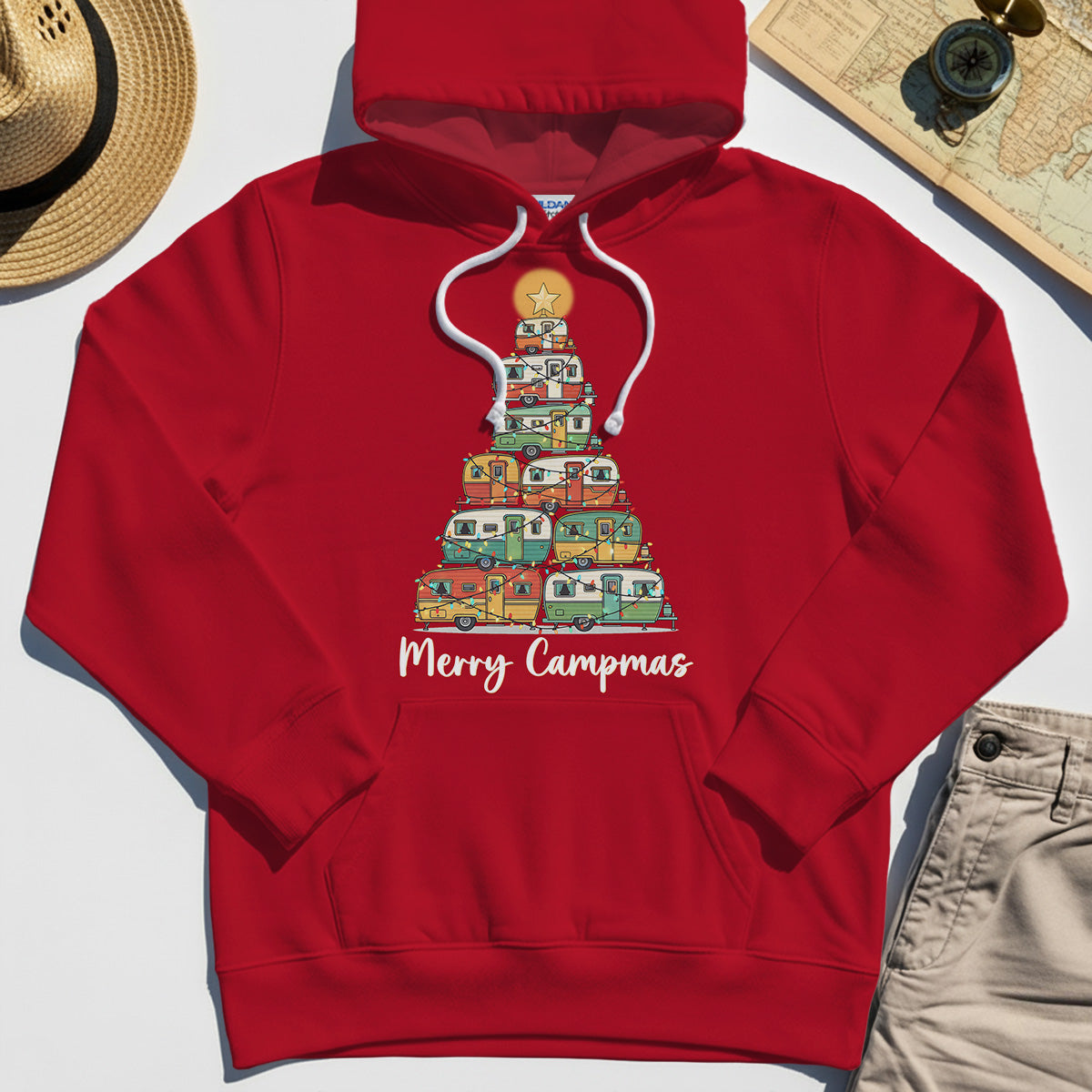 Retro Camper Van Christmas Hoodie, Funny Holiday Camping Hoodies For Men And Women 7