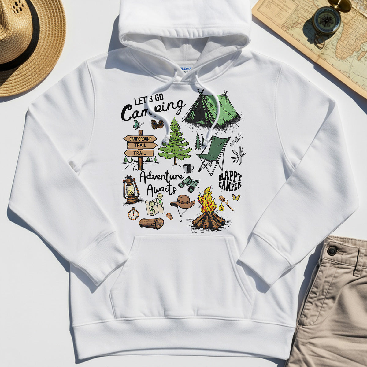 Let’s Go Camping Adventure Hoodie, Funny Happy Camper Hoodies For Outdoor Enthusiasts And Travelers 8