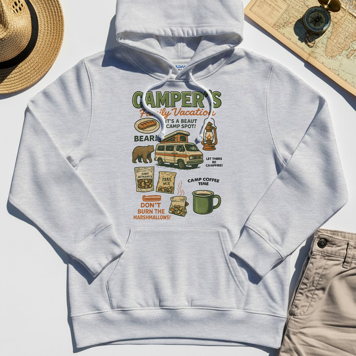 Camper’s Family Vacation Hoodie, Funny Outdoor Campfire Coffee Trail Mix Adventure Hoodies 4