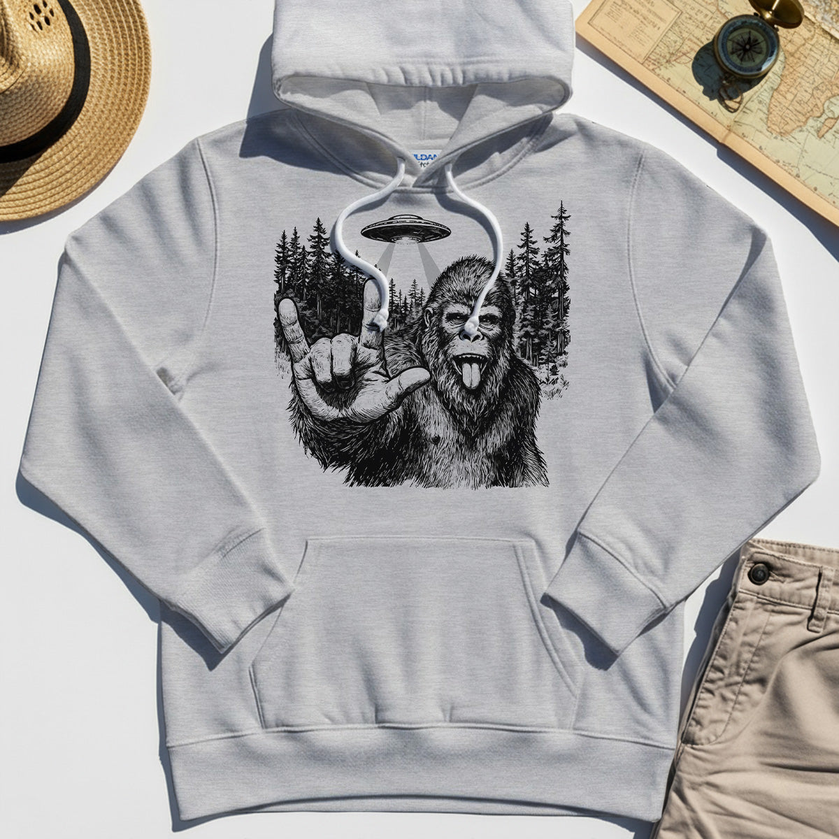 Funny Bigfoot Rock On Hoodie 4