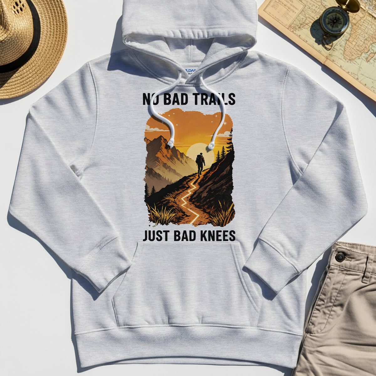 No Bad Trails Just Bad Knees Hoodie, Funny Trail And Camping Hoodies For Outdoor Lovers 5