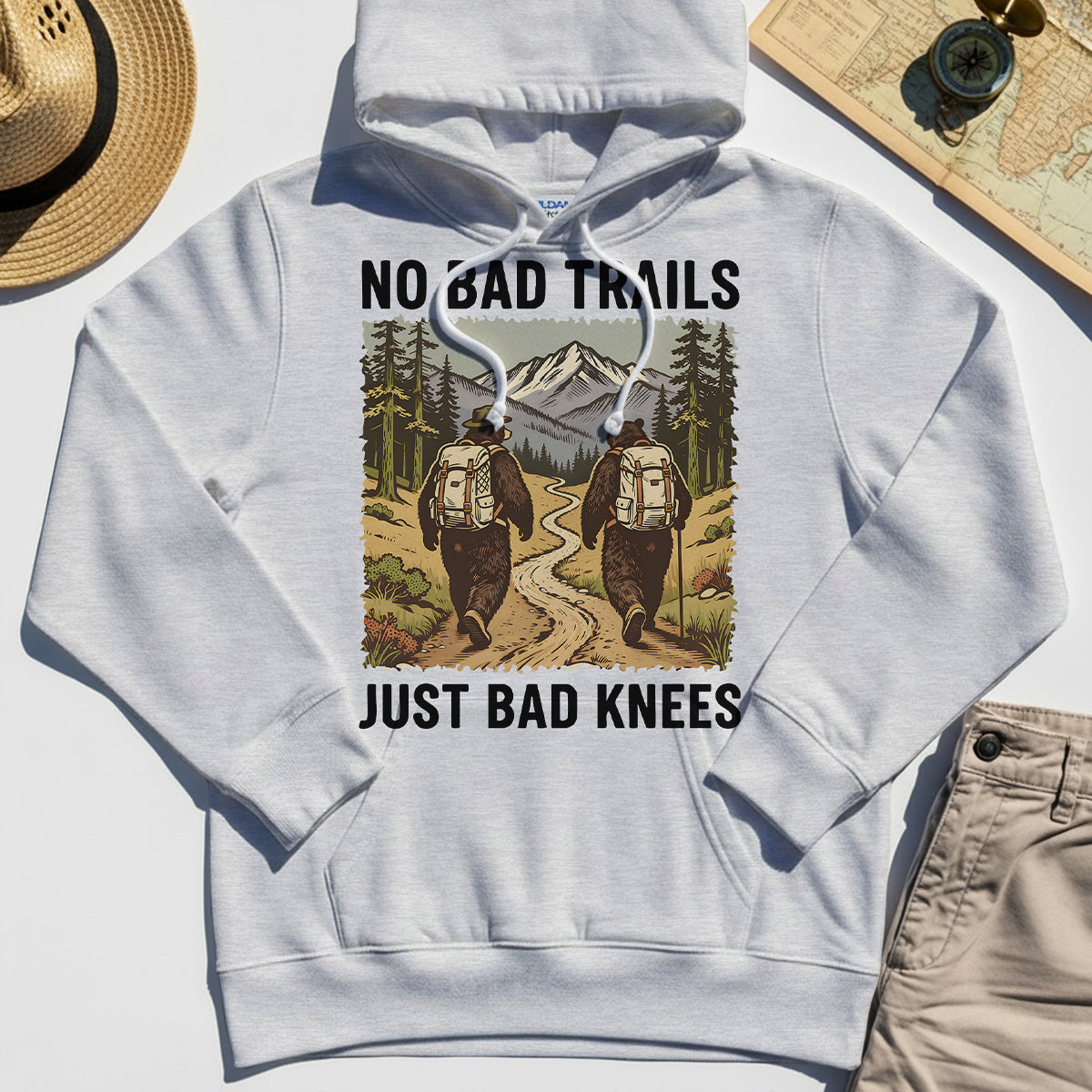 No Bad Trails Just Bad Knees Hiking Hoodie 4