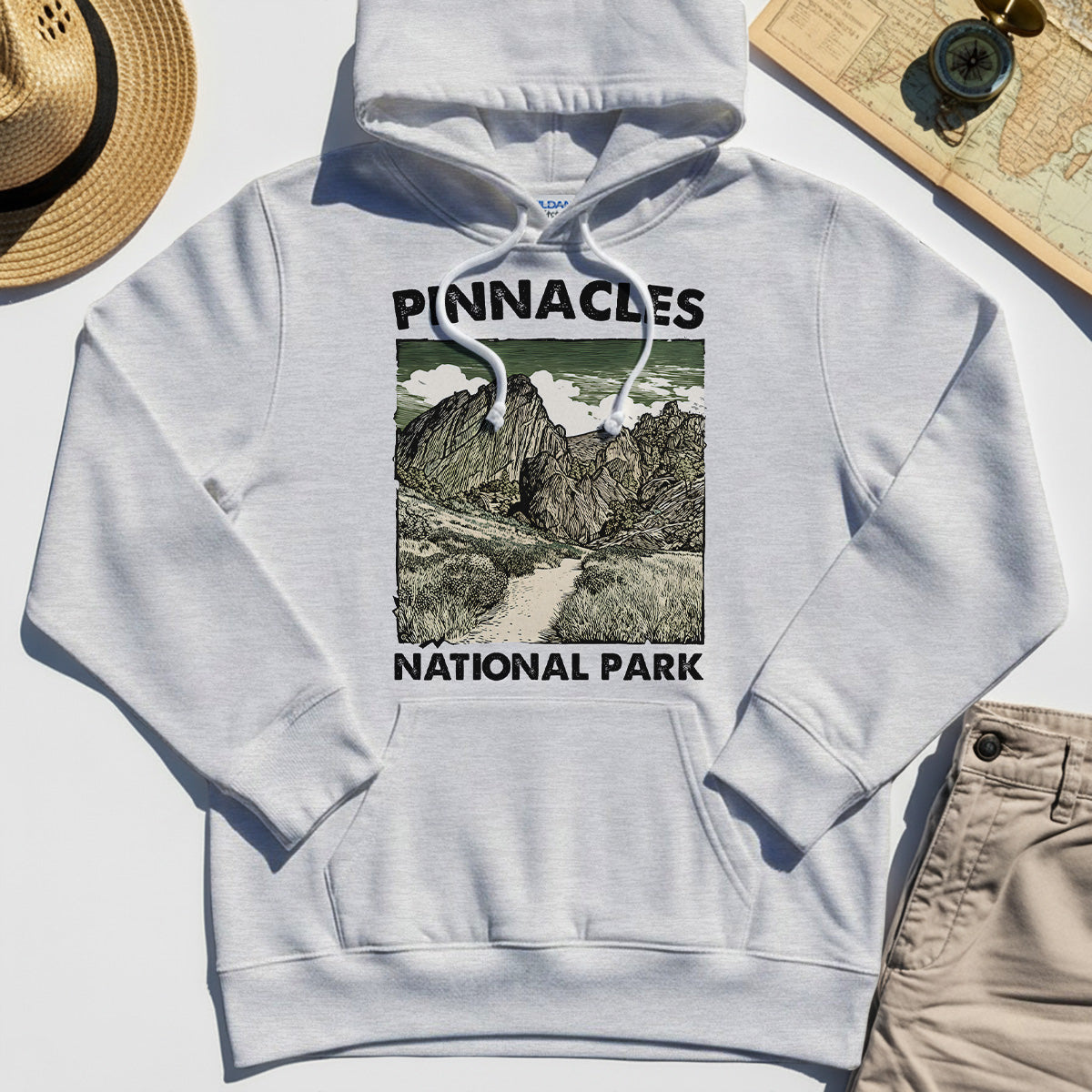 Pinnacles National Park Hoodie, Vintage Nature Camping Adventure Hoodie 4