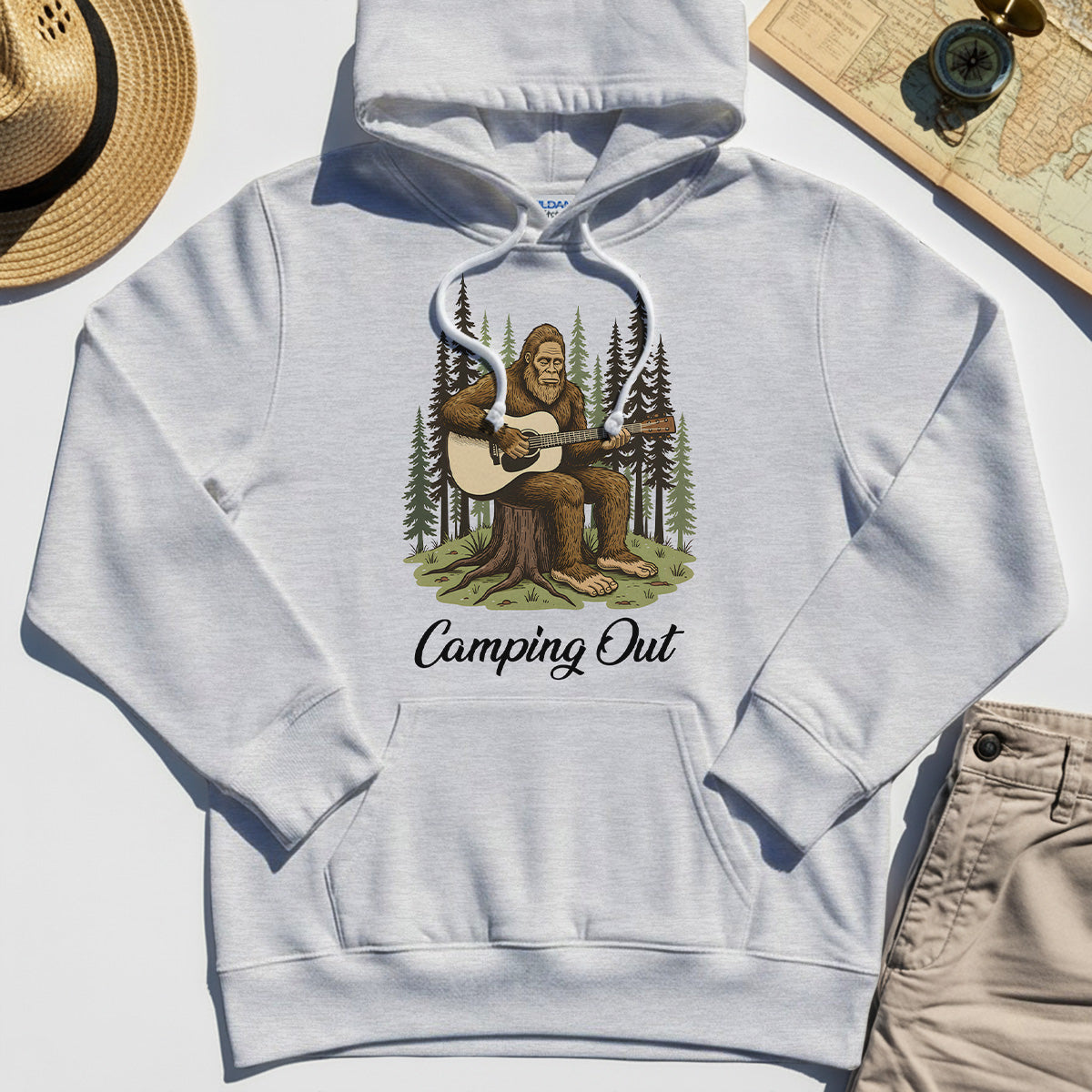 "Camping Out" Funny Bigfoot Camping Hoodies 4