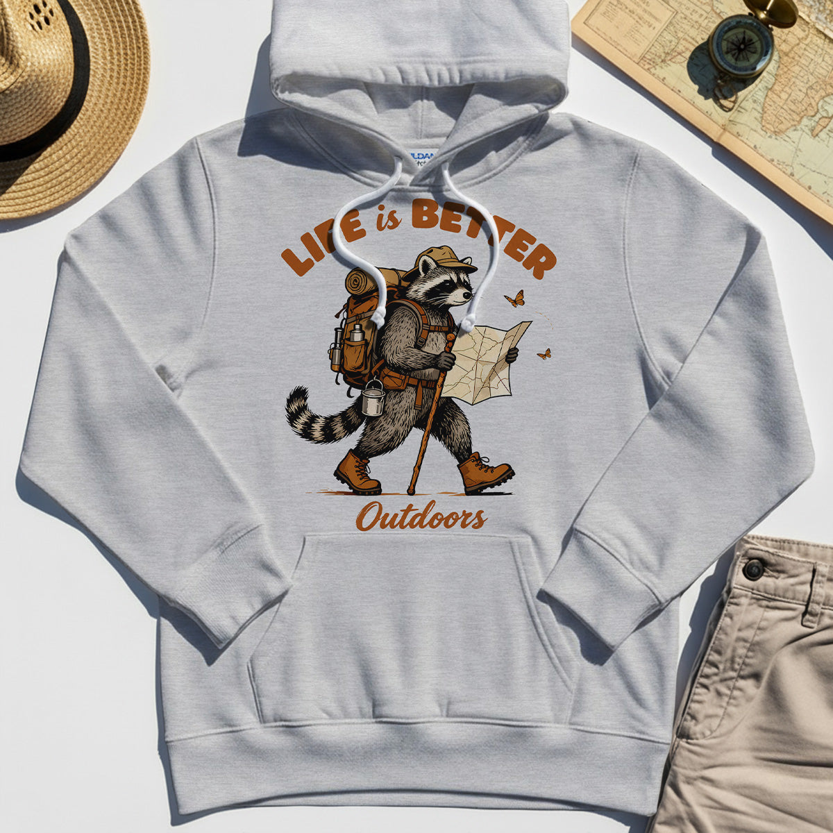 Raccoon "Life is Better Outdoors" Hoodie 5