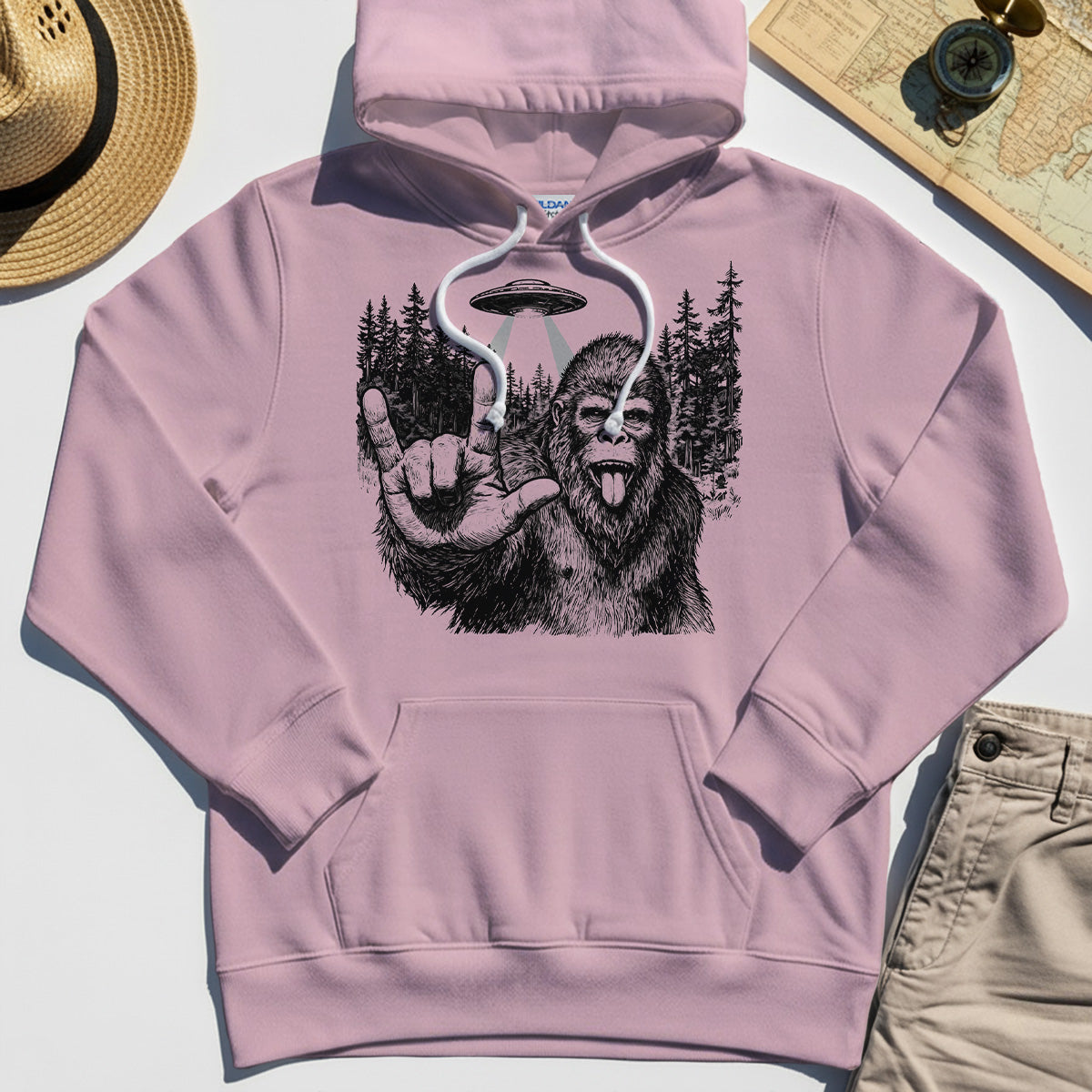 Funny Bigfoot Rock On Hoodie 5