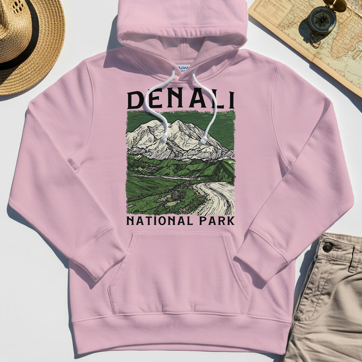 Denali National Park Hoodie, National Park Mountain Landscape Hoodie 6