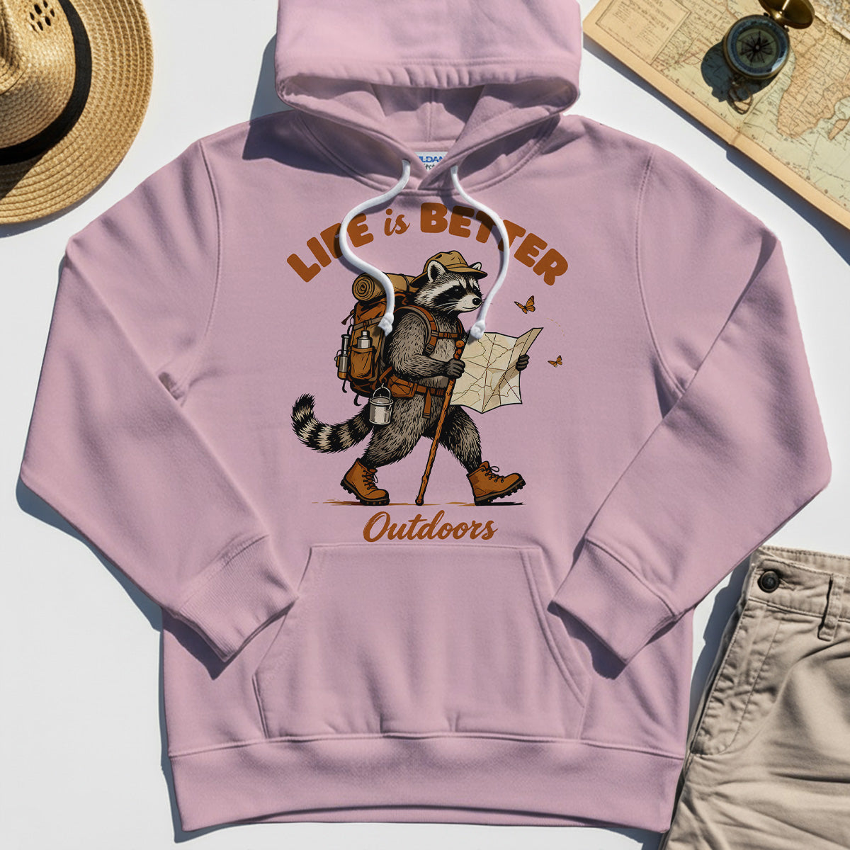 Raccoon "Life is Better Outdoors" Hoodie 6